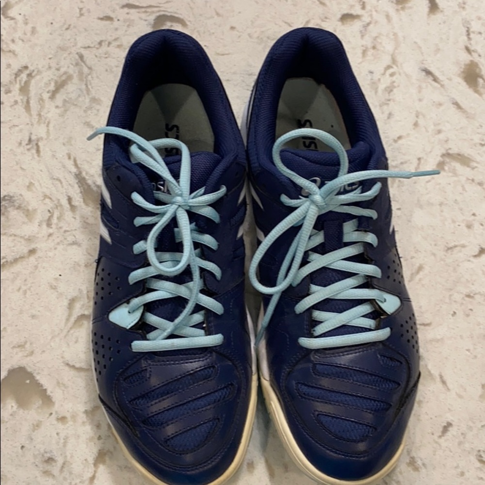 EUC - ASICS navy tennis shoes - size 9.5